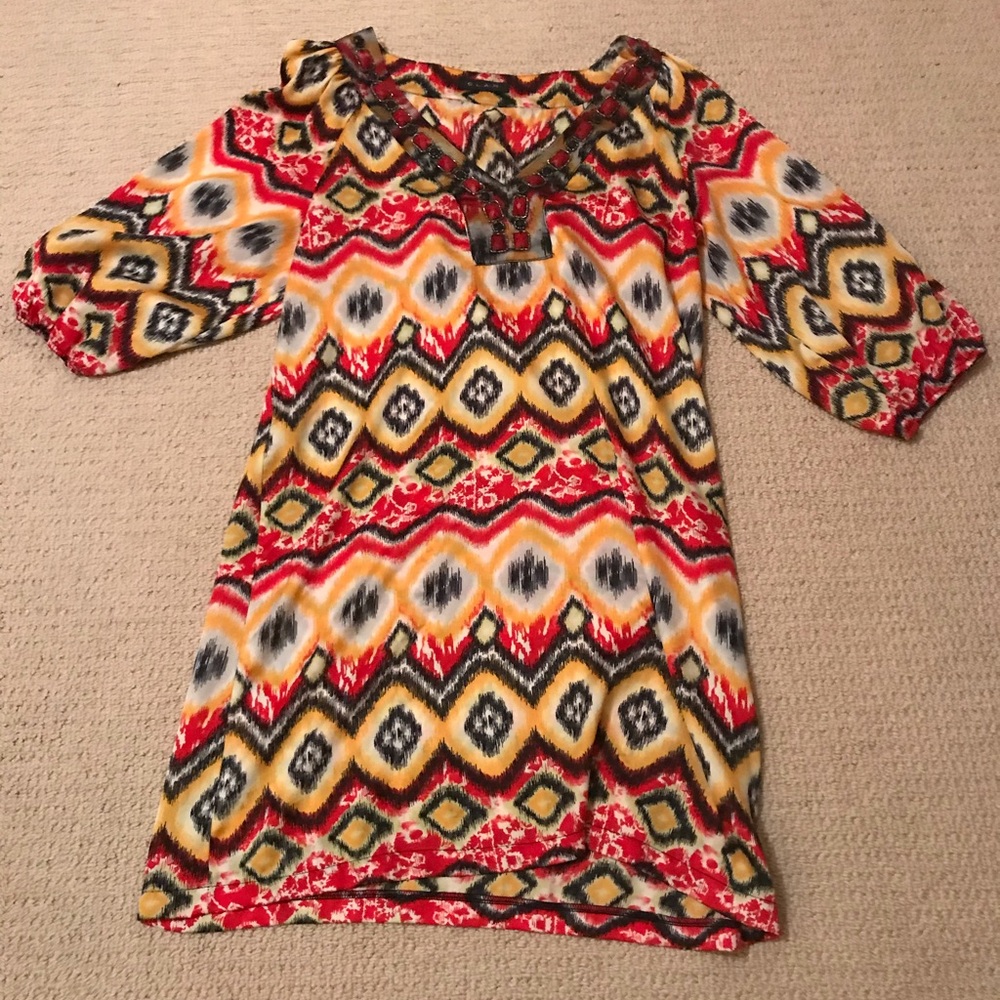 Multi-colored silk tunic